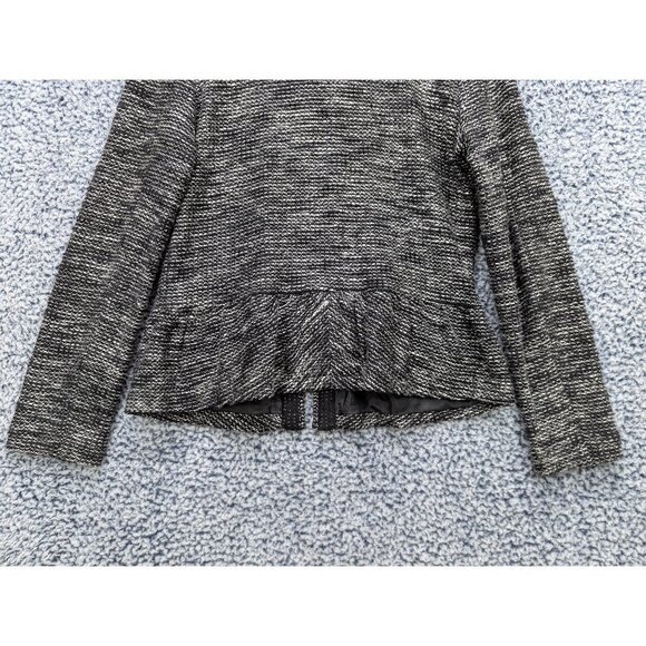 J. Crew Peplum Tweed Blazer Size S Full Zip Ruffle Preppy Twee Office Knit Black - Picture 7 of 11